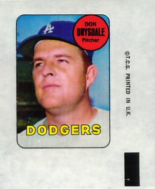 1969 Topps Decals Don Drysdale # Baseball Card