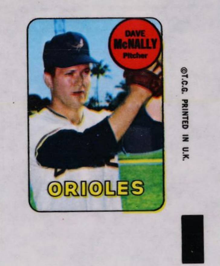 1969 Topps Decals Dave McNally # Baseball Card