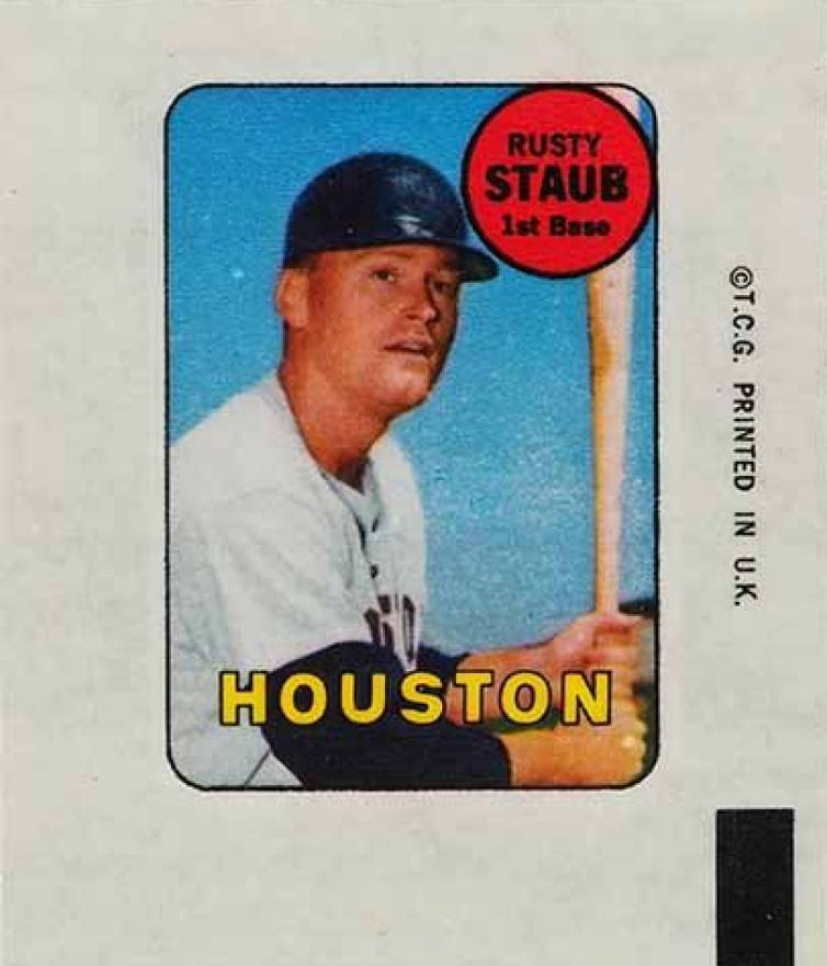 1969 Topps Decals Rusty Staub # Baseball Card