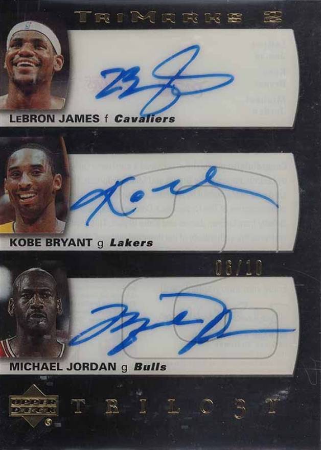 2004 Upper Deck Trilogy Trimarks 1 or 2 Kobe Bryant/LeBron James/Michael Jordan #TMJBJ Basketball Card