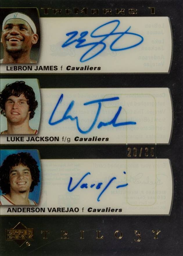 2004 Upper Deck Trilogy Trimarks 1 or 2 Anderson Varejao/LeBron James/Luke Jackson #TMJJV Basketball Card