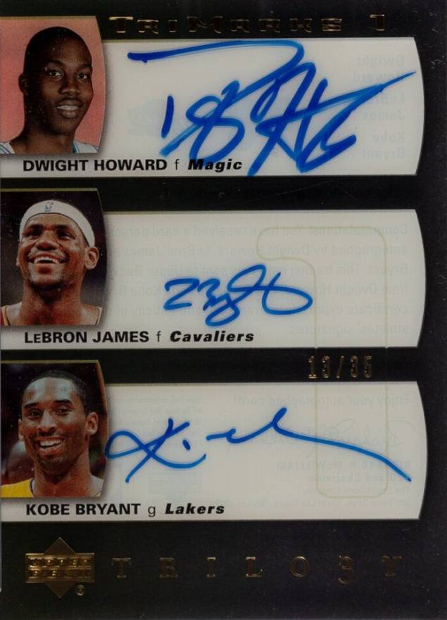 2004 Upper Deck Trilogy Trimarks 1 or 2 Dwight Howard/Kobe Bryant/LeBron James #TMHJB Basketball Card