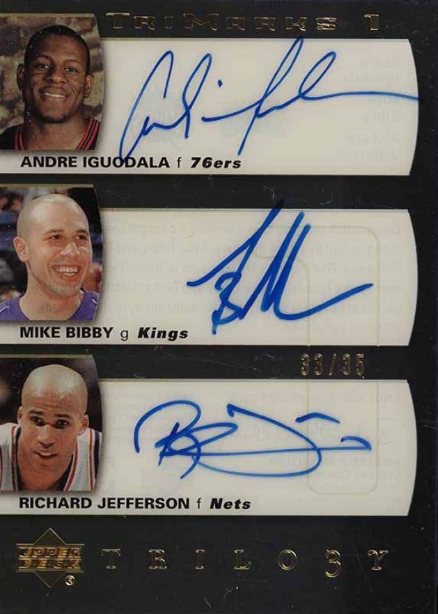 2004 Upper Deck Trilogy Trimarks 1 or 2 Andre Iguodala/Mike Bibby/Richard Jefferson #TMIBJ Basketball Card
