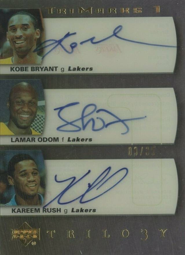 2004 Upper Deck Trilogy Trimarks 1 or 2 Kareem Rush/Kobe Bryant/Lamar Odom #TMBOR Basketball Card