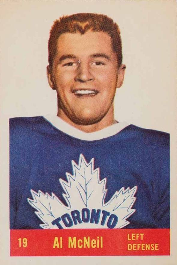 1957 Parkhurst Al MacNeil #19m Hockey Card