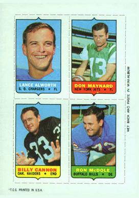 1969 Topps Four in One Alworth/Maynard/McDole/Cannon # Football Card