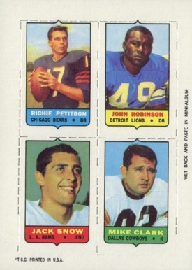 1969 Topps Four in One Petitbon/Robinson/Snow/Clark # Football Card