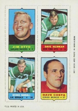 1969 Topps Four in One Otto/Herman/Costa/Randall # Football Card