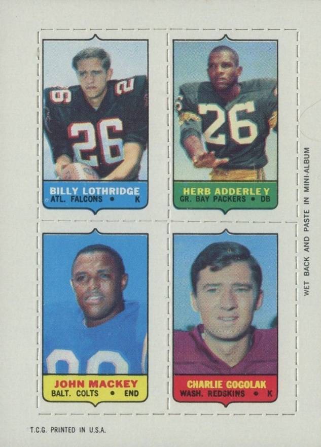 1969 Topps Four in One Lothridge/Adderley/Gogolak/Mackey # Football Card