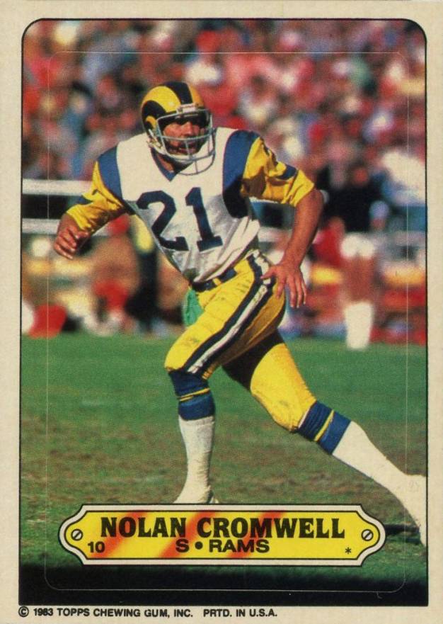 1983 Topps Stickers Insert Nolan Cromwell #10 Football Card