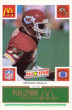 1986 McDonald's All-Stars Deron Cherry #20 Football Card