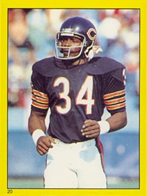 1982 Topps Sticker Walter Payton #20 Football Card