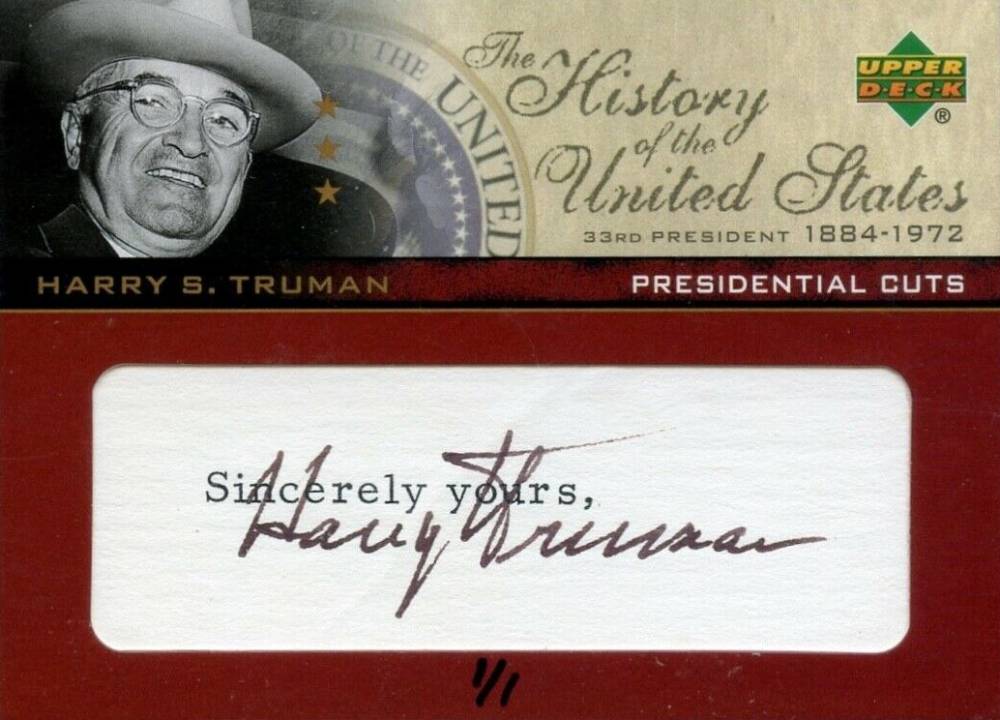 2004 Upper Deck US History Presidential Cuts Harry S. Truman #PC-HT2 Non-Sports Card