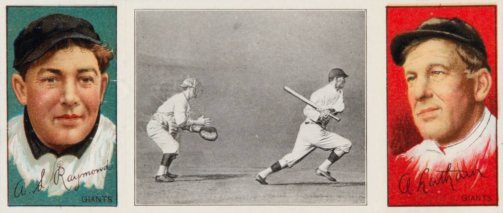 1912 Hassan Triple Folders Tenney Lands Safely # Baseball Card