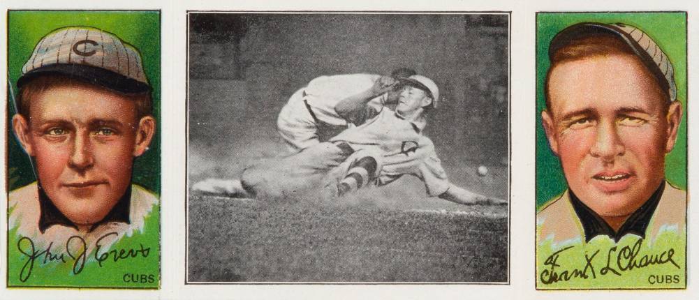 1912 Hassan Triple Folders Evers Makes a Safe Slide # Baseball Card