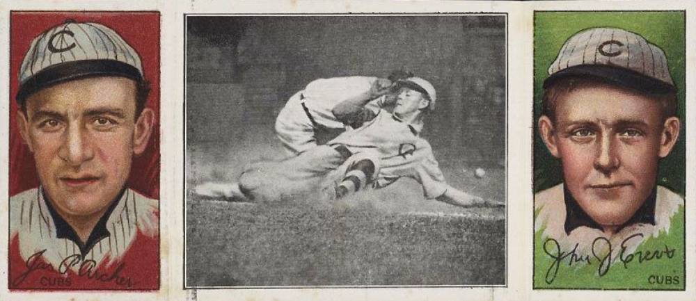 1912 Hassan Triple Folders Evers Makes a Safe Slide # Baseball Card