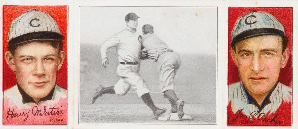 1912 Hassan Triple Folders Chance beats out a Hit # Baseball Card