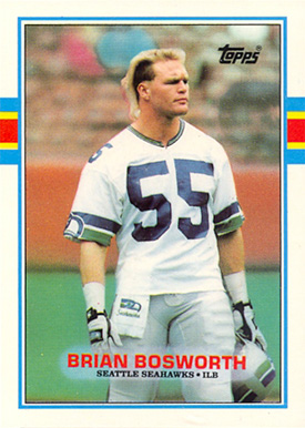 1989 Topps American/UK Brian Bosworth #13 Football Card