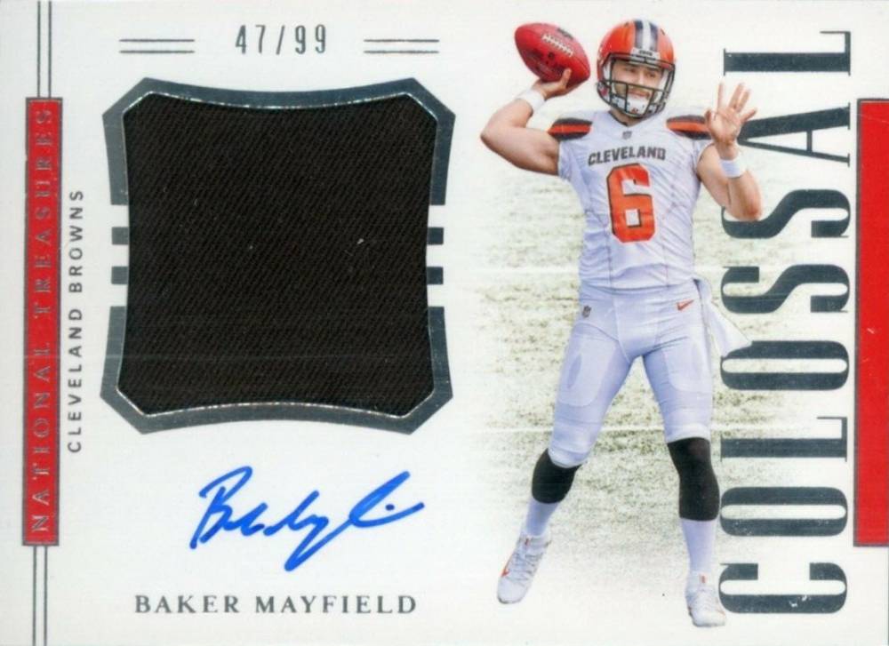 2018 Panini National Treasures Rookie Colossal Material Signatures Baker Mayfield #RCSBM Football Card