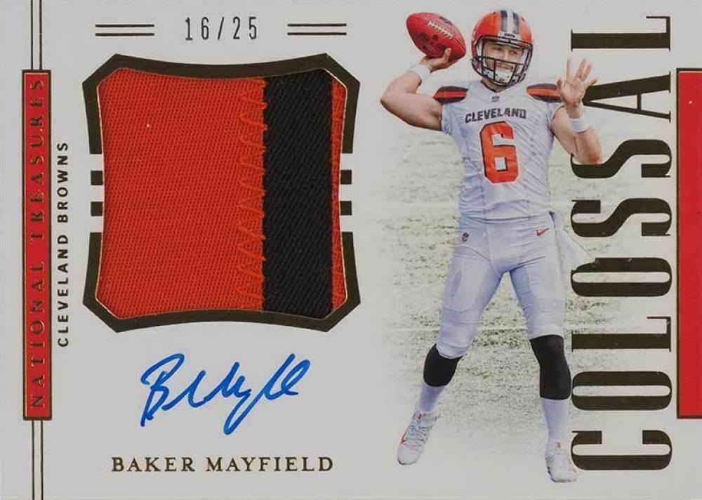 2018 Panini National Treasures Rookie Colossal Material Signatures Baker Mayfield #RCSBM Football Card