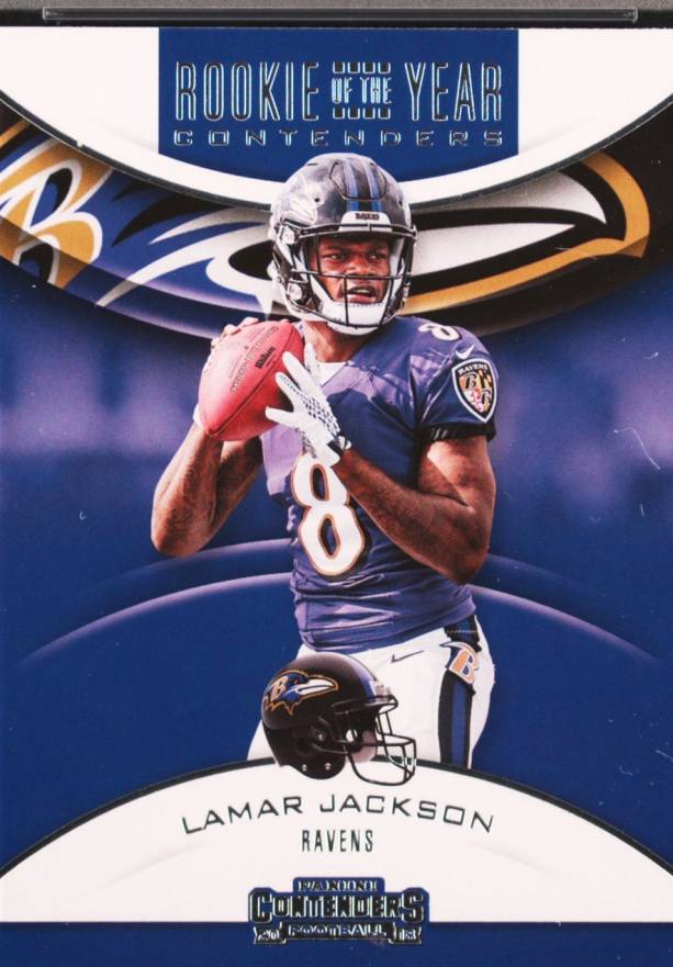 2018 Panini Contenders Rookie of the Year Contenders Lamar Jackson #LJ Football Card