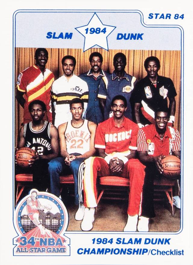 1984 Star Slam Dunk Checklist #1 Basketball Card