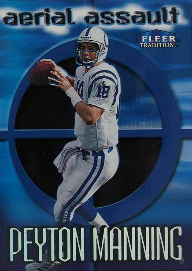 1999 Fleer Tradition Aerial Assault Peyton Manning #10 Football Card