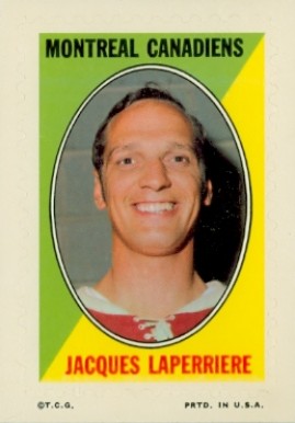 1970 Topps/OPC Sticker Stamps Jacques Laperriere # Hockey Card