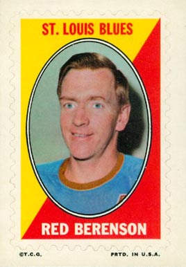 1970 Topps/OPC Sticker Stamps Red Berenson # Hockey Card