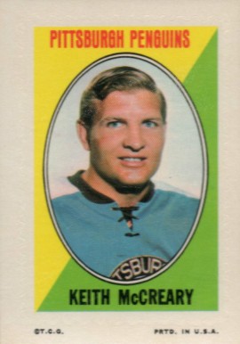 1970 Topps/OPC Sticker Stamps Keith McCreary # Hockey Card