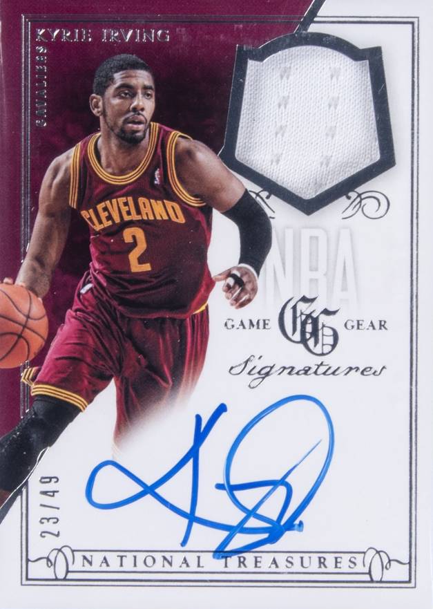 2013 National Treasures NBA Game Gear Signatures Kyrie Irving #GS-KI Basketball Card