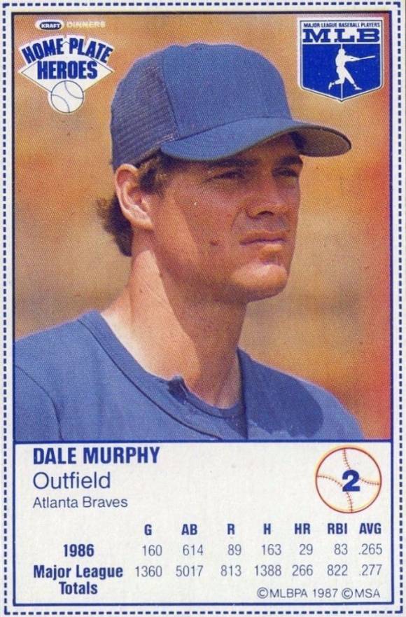 1987 Kraft Home Plate Heroes-Hand Cut Dale Murphy #2 Baseball Card