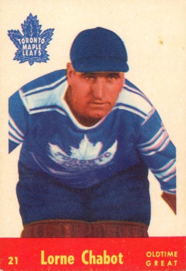 1955 Parkhurst Quaker Oats Lorne Chabot #21 Hockey Card