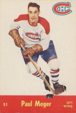 1955 Parkhurst Quaker Oats Paul Meger #51 Hockey Card