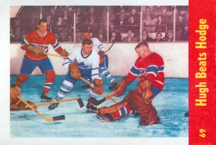 1955 Parkhurst Quaker Oats Hugh Beats Hodge #69 Hockey Card