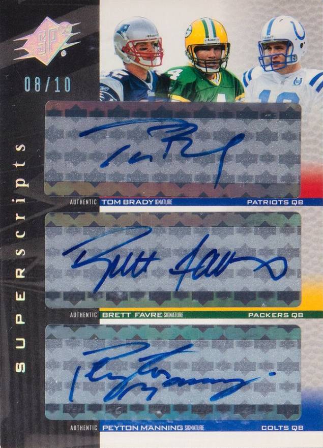 2004 SPx Super Scripts Triple Brett Favre/Peyton Manning/Tom Brady #BFM Football Card