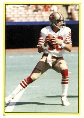 1984 Topps Stickers Joe Montana #60 Football Card