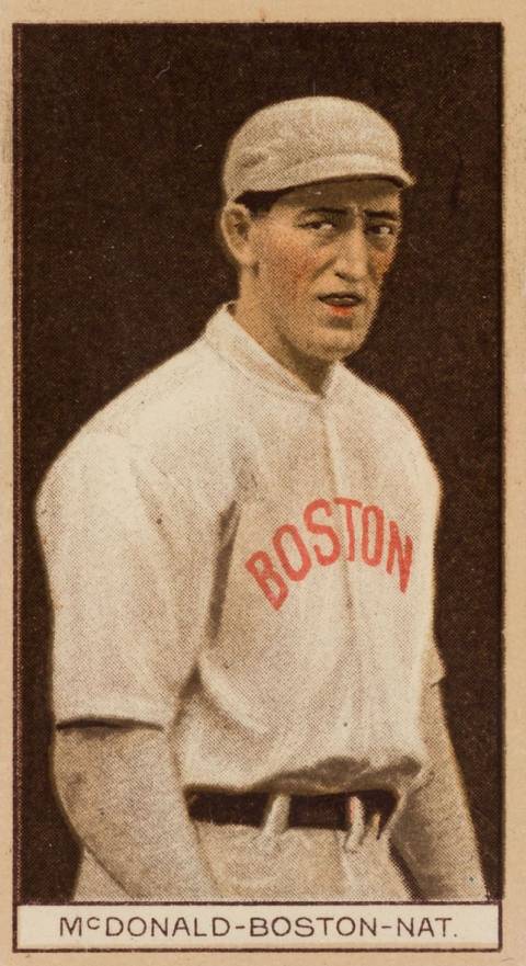 1912 Brown Backgrounds Common back McDONALD-BOSTON-NAT. # Baseball Card