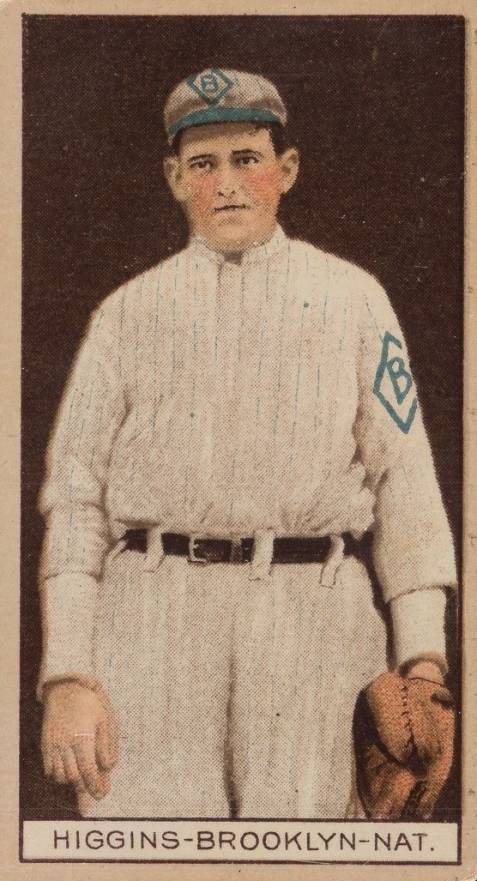 1912 Brown Backgrounds Common back HIGGINS-BROOKLYN-NAT. # Baseball Card