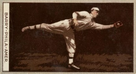 1912 Brown Backgrounds Common back BARRY-PHILA.-AMER. # Baseball Card