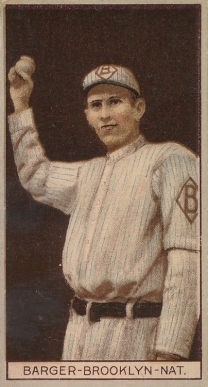 1912 Brown Backgrounds Common back BARGER-BROOKLYN-NAT. # Baseball Card