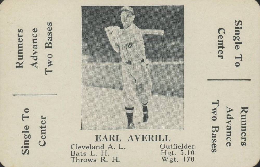 1936 S & S Game Earl Averill # Baseball Card