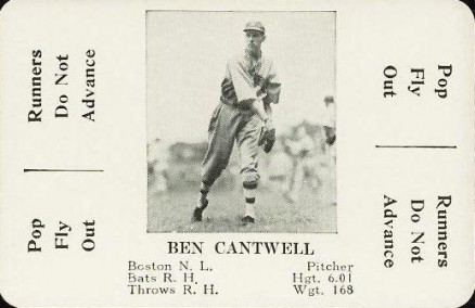 1936 S & S Game Ben Cantwell # Baseball Card