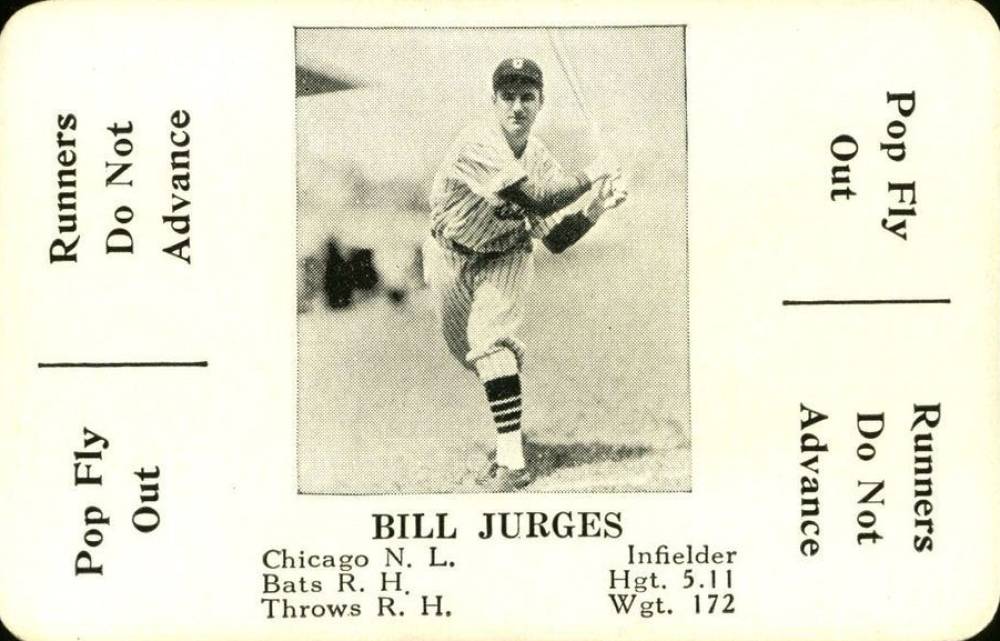 1936 S & S Game Bill Jurges # Baseball Card