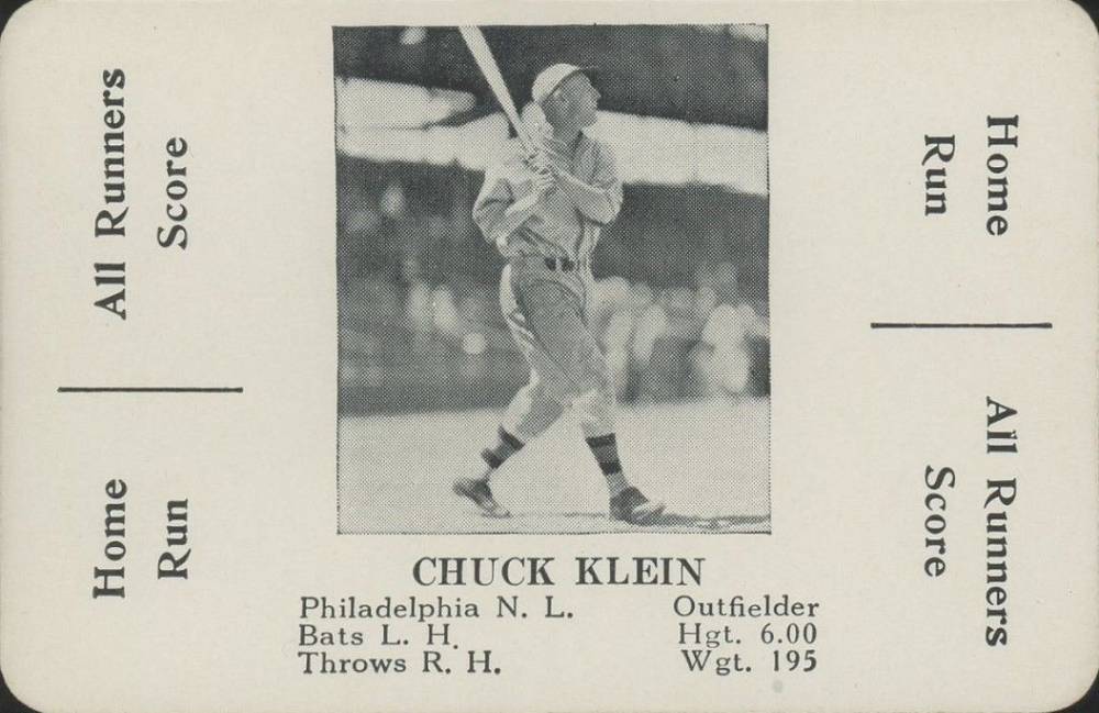 1936 S & S Game Chuck Klein # Baseball Card