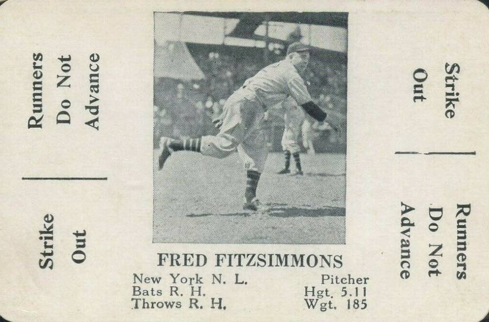 1936 S & S Game Fred Fitzsimmons # Baseball Card