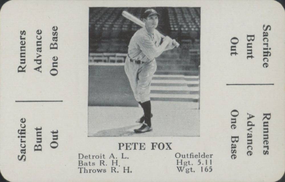 1936 S & S Game Pete Fox # Baseball Card