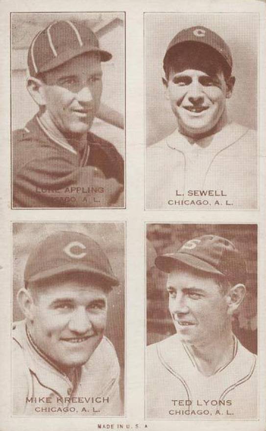 1938 Exhibits Four-on-one Appling/Kreevich/Lyons/Sewell #1 Baseball Card