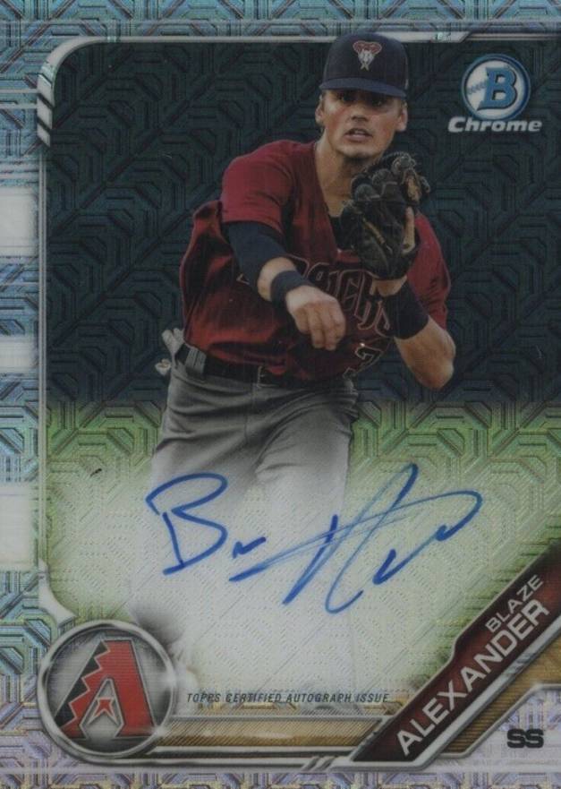 2019 Bowman Mega Box Chrome Mega Autographs Blaze Alexander #BA Baseball Card