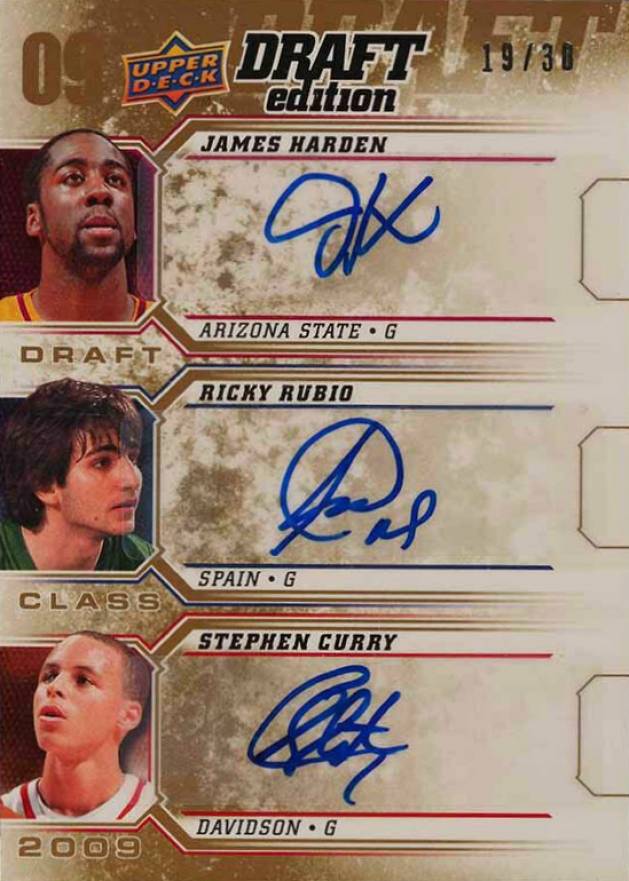 2009 Upper Deck Draft Edition Draft Class James Harden/Ricky Rubio/Stephen Curry #D-HRC Basketball Card